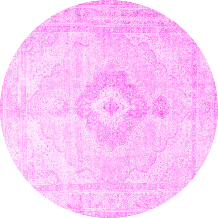 Round Machine Washable Persian Pink Traditional Rug, wshtr4265pnk