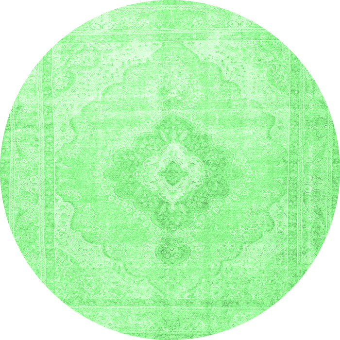Round Persian Emerald Green Traditional Rug, tr4265emgrn