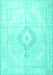 Machine Washable Persian Turquoise Traditional Area Rugs, wshtr4265turq