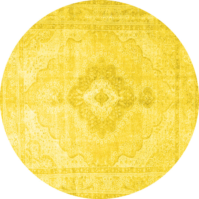 Round Persian Yellow Traditional Rug, tr4265yw