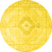 Round Persian Yellow Traditional Rug, tr4265yw