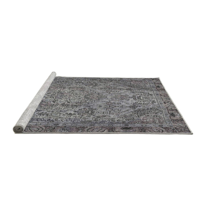 Sideview of Machine Washable Traditional Dark Gray Rug, wshtr4266