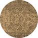 Round Persian Brown Traditional Rug, tr4266brn