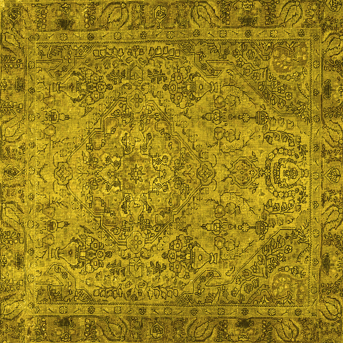 Square Machine Washable Persian Yellow Traditional Rug, wshtr4266yw