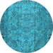 Round Persian Light Blue Traditional Rug, tr4266lblu