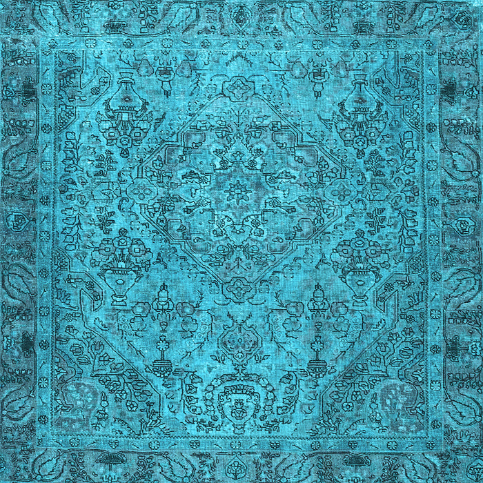 Square Machine Washable Persian Light Blue Traditional Rug, wshtr4266lblu
