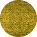 Round Machine Washable Persian Yellow Traditional Rug, wshtr4266yw