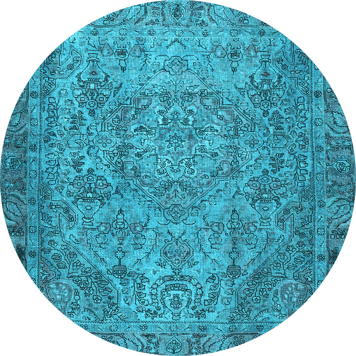 Round Machine Washable Persian Light Blue Traditional Rug, wshtr4266lblu