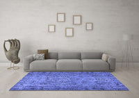 Machine Washable Persian Blue Traditional Rug, wshtr4266blu