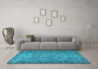 Machine Washable Persian Light Blue Traditional Rug, wshtr4266lblu