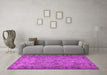 Machine Washable Persian Pink Traditional Rug in a Living Room, wshtr4266pnk