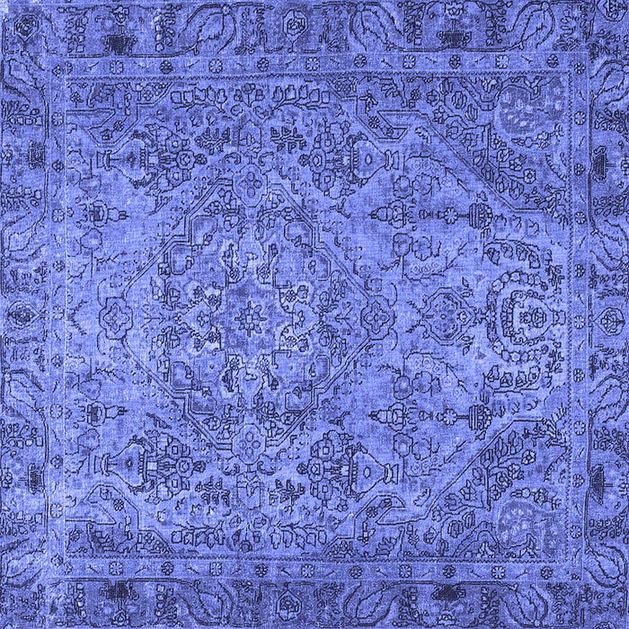 Square Machine Washable Persian Blue Traditional Rug, wshtr4266blu