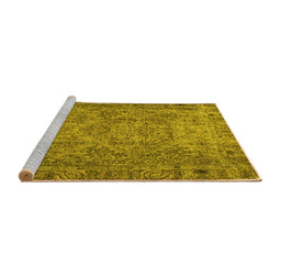 Sideview of Machine Washable Persian Yellow Traditional Rug, wshtr4266yw