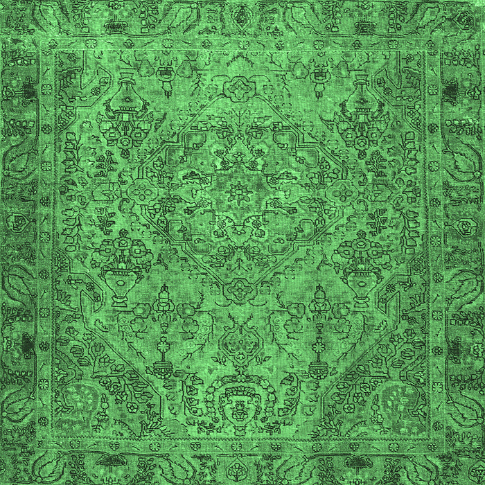 Square Persian Emerald Green Traditional Rug, tr4266emgrn