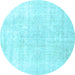 Round Persian Light Blue Traditional Rug, tr4267lblu