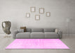 Machine Washable Persian Pink Traditional Rug in a Living Room, wshtr4267pnk