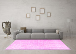Machine Washable Persian Pink Traditional Rug in a Living Room, wshtr4267pnk