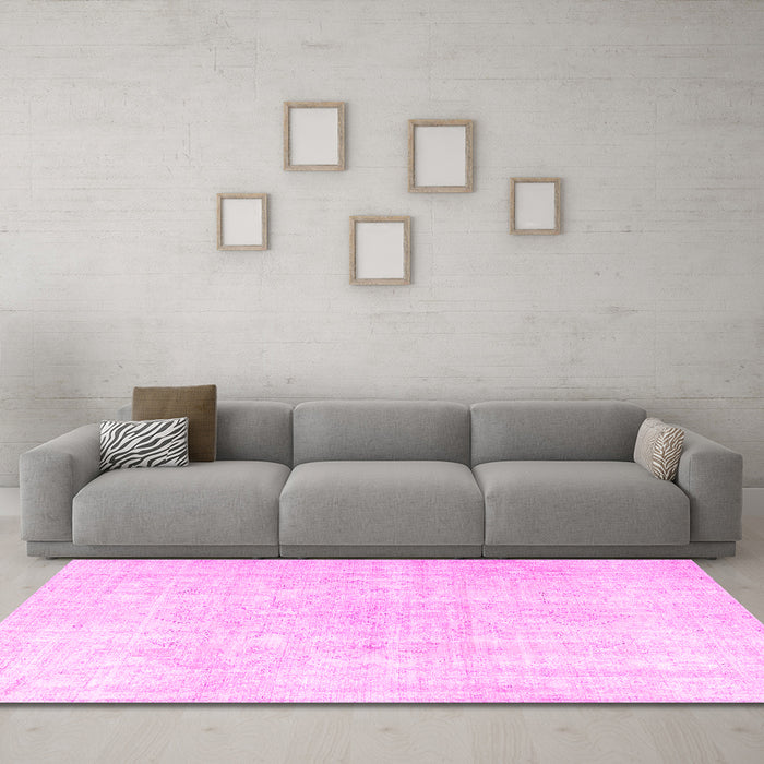 Machine Washable Persian Pink Traditional Rug in a Living Room, wshtr4267pnk