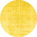 Round Persian Yellow Traditional Rug, tr4267yw