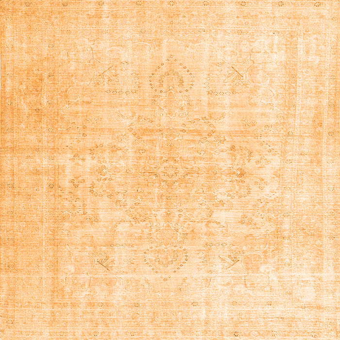 Round Machine Washable Persian Orange Traditional Area Rugs, wshtr4267org