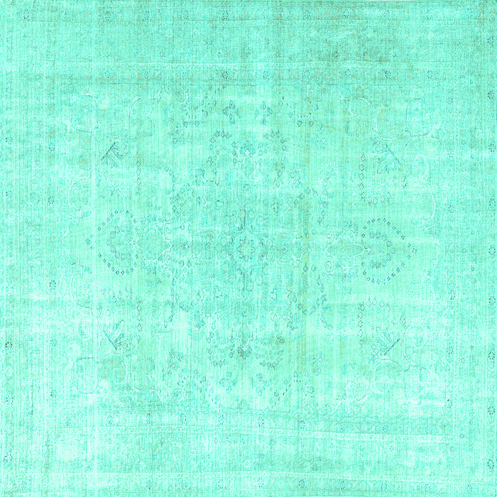 Square Machine Washable Persian Turquoise Traditional Area Rugs, wshtr4267turq