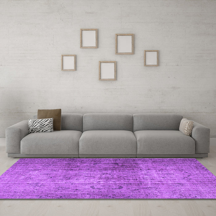 Machine Washable Persian Purple Traditional Area Rugs in a Living Room, wshtr4268pur
