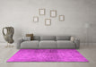 Machine Washable Persian Pink Traditional Rug in a Living Room, wshtr4268pnk