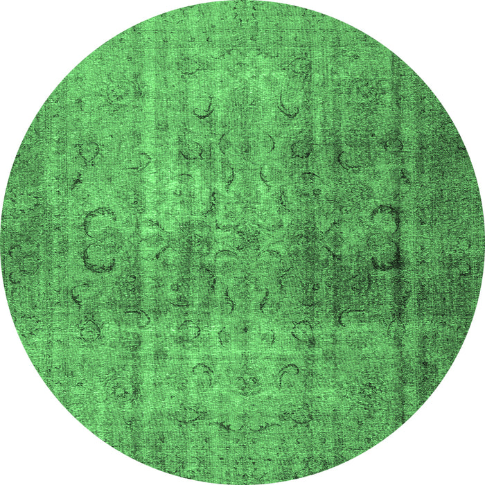 Round Persian Emerald Green Traditional Rug, tr4268emgrn