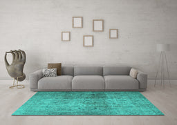 Machine Washable Persian Turquoise Traditional Area Rugs in a Living Room,, wshtr4268turq