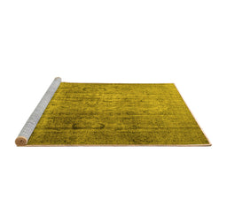 Sideview of Machine Washable Persian Yellow Traditional Rug, wshtr4268yw