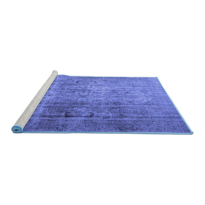 Sideview of Machine Washable Persian Blue Traditional Rug, wshtr4268blu