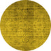 Round Persian Yellow Traditional Rug, tr4268yw