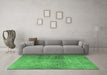 Machine Washable Persian Emerald Green Traditional Area Rugs in a Living Room,, wshtr4268emgrn