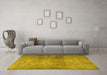 Machine Washable Persian Yellow Traditional Rug in a Living Room, wshtr4268yw