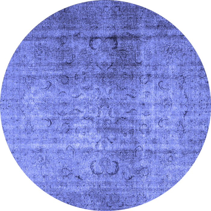 Round Machine Washable Persian Blue Traditional Rug, wshtr4268blu