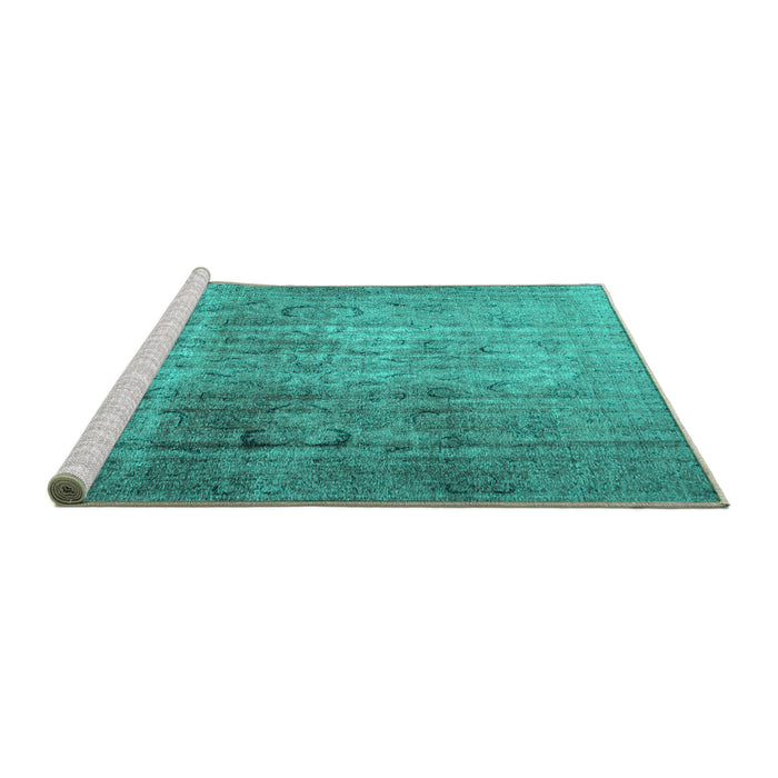 Sideview of Machine Washable Persian Turquoise Traditional Area Rugs, wshtr4268turq