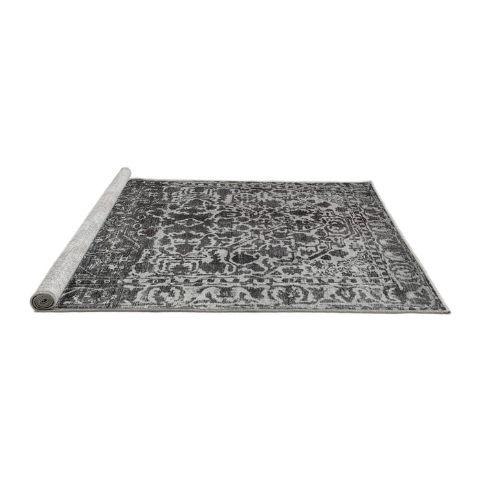 Sideview of Machine Washable Traditional Dark Gray Rug, wshtr4269