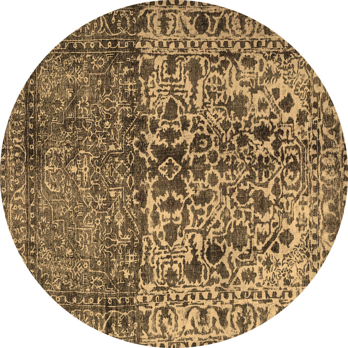 Round Persian Brown Traditional Rug, tr4269brn
