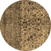 Round Persian Brown Traditional Rug, tr4269brn