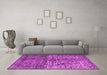 Machine Washable Persian Pink Traditional Rug in a Living Room, wshtr4269pnk