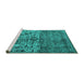 Sideview of Machine Washable Persian Turquoise Traditional Area Rugs, wshtr4269turq