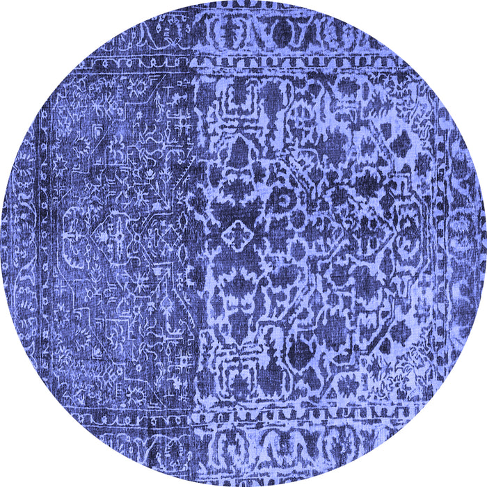 Round Persian Blue Traditional Rug, tr4269blu