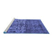 Sideview of Machine Washable Persian Blue Traditional Rug, wshtr4269blu