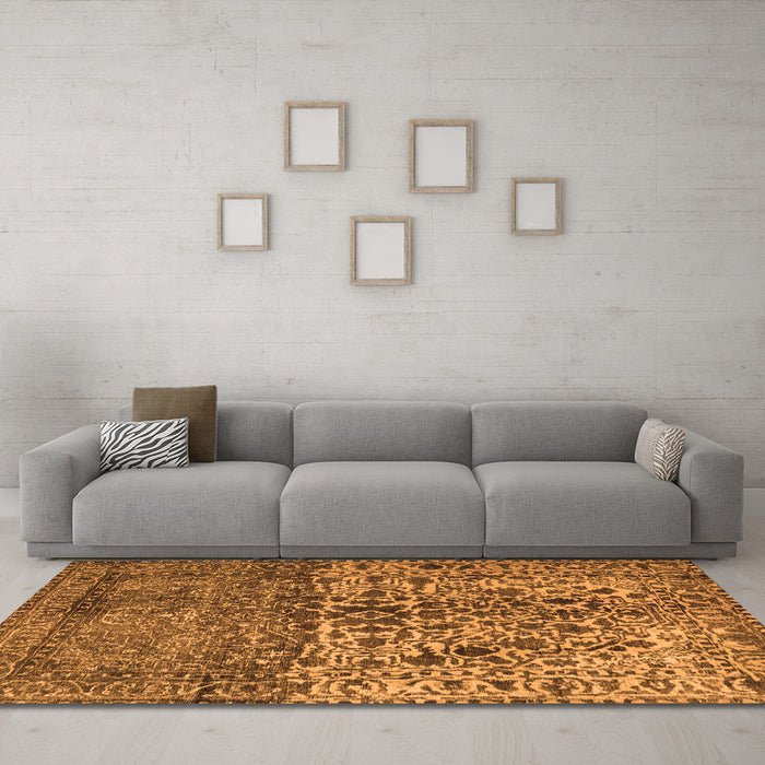 Machine Washable Persian Orange Traditional Area Rugs in a Living Room, wshtr4269org