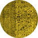 Round Machine Washable Persian Yellow Traditional Rug, wshtr4269yw