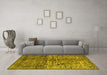 Machine Washable Persian Yellow Traditional Rug in a Living Room, wshtr4269yw