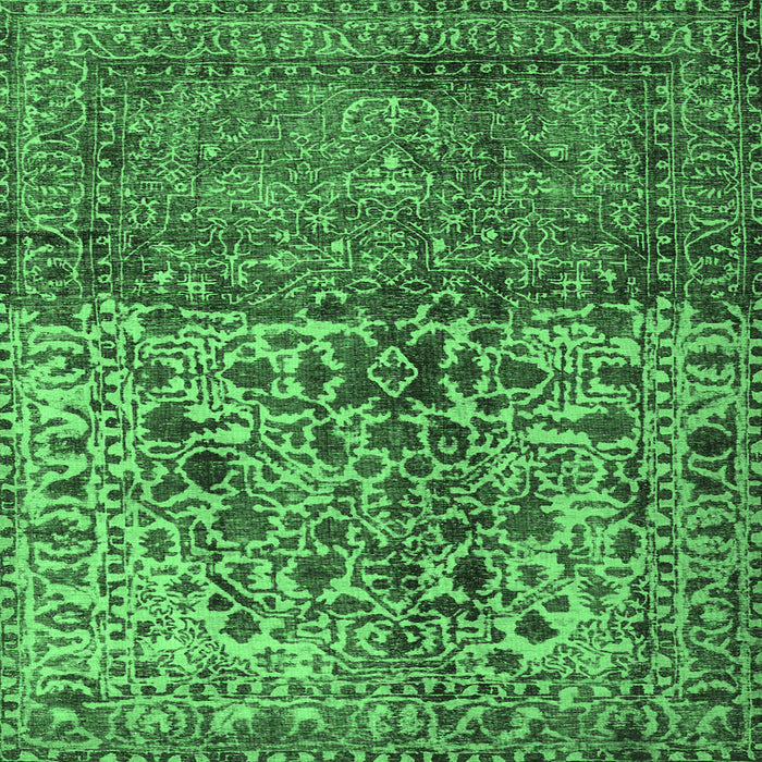 Square Machine Washable Persian Emerald Green Traditional Area Rugs, wshtr4269emgrn