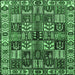 Square Machine Washable Persian Emerald Green Traditional Area Rugs, wshtr426emgrn