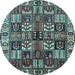 Round Machine Washable Persian Light Blue Traditional Rug, wshtr426lblu