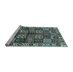 Sideview of Machine Washable Persian Light Blue Traditional Rug, wshtr426lblu